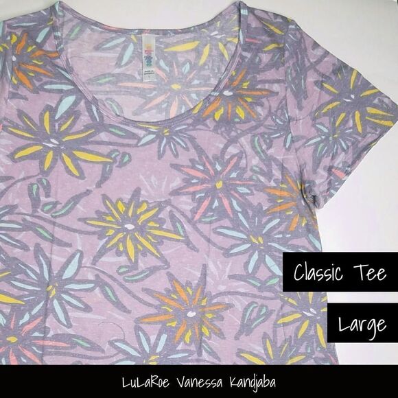 LuLaRoe Tops - LuLaRoe Classic Tee Large Purple Floral NEW